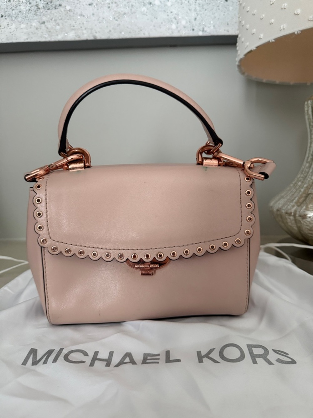 Michael Kors Blush Scallop-Edged Leather Crossbody